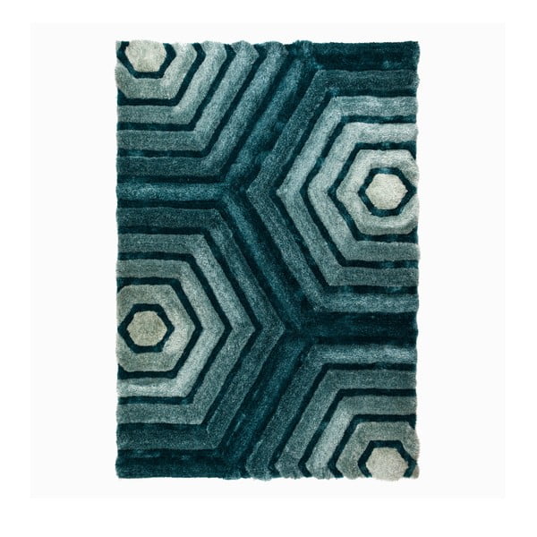 Синьо-зелен килим Шестоъгълна патица, 80 x 150 cm - Flair Rugs