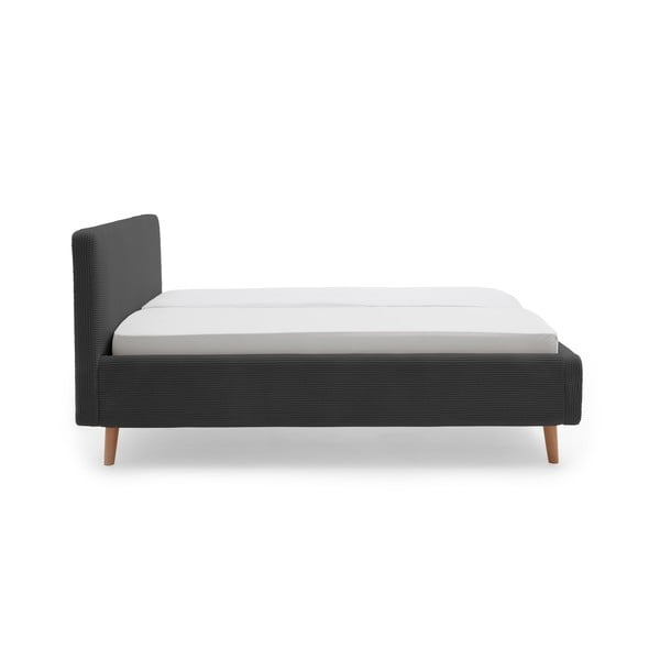 Антрацитно двойно легло 160x200 cm тапицирано с място за съхранение с включена подматрачна рамка Mattis Cord – Meise Möbel-image-3