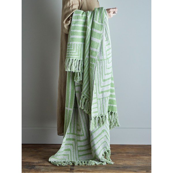 Зелено одеяло със смес от памук 130x155 cm Velva – Bloomingville-image-1