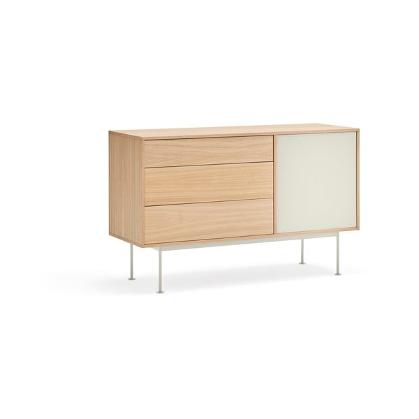 Кремавобял скрин с дъбов фурнир , ширина 128 см Yoko - Teulat-image-2