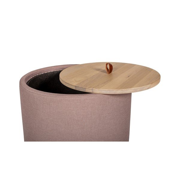 Odkládací stolek ve světle růžové barvě se snímatelnou deskou z dubového dřeva Askala Ibisco, ⌀ 56 cm-image-1