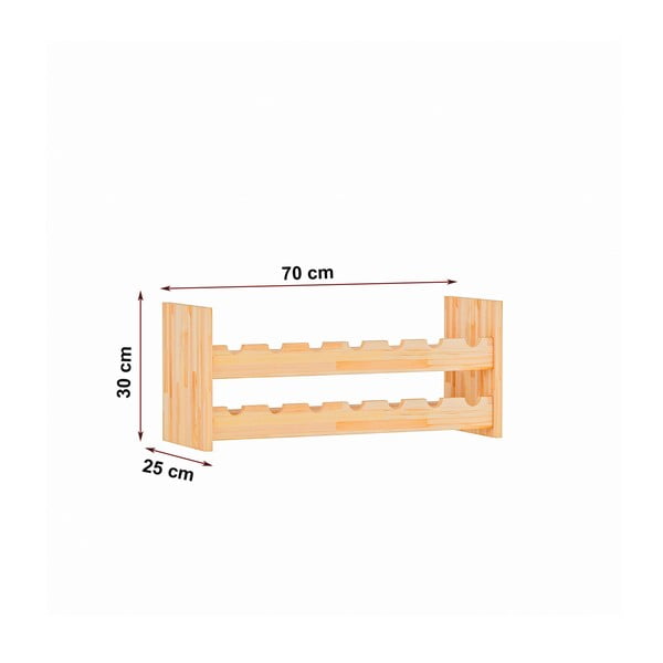 Стенен стелаж за вино от борова дървесина в естествен цвят брой бутилки 14 Carol - Kalune Design-image-4