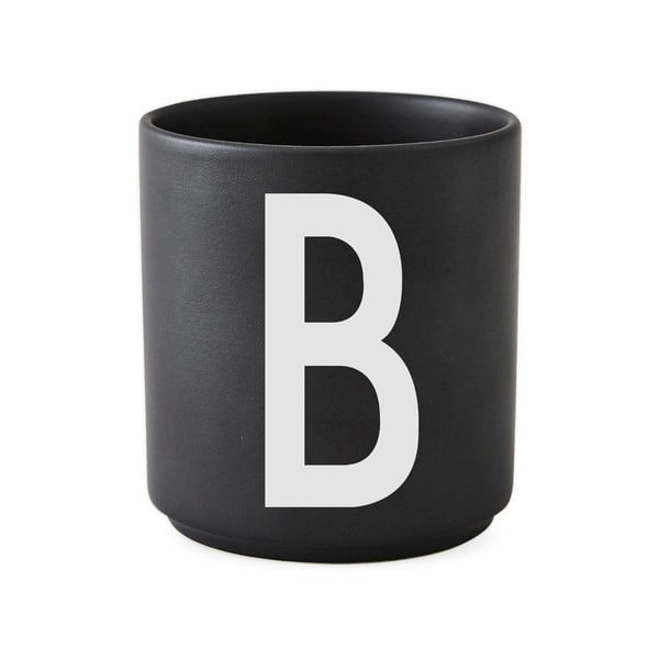 Черна порцеланова чаша Alphabet B, 250 ml A-Z - Design Letters