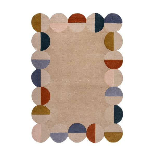 Бежов ръчно изработен вълнен килим 160x230 cm Mia Scallop Frame – Flair Rugs