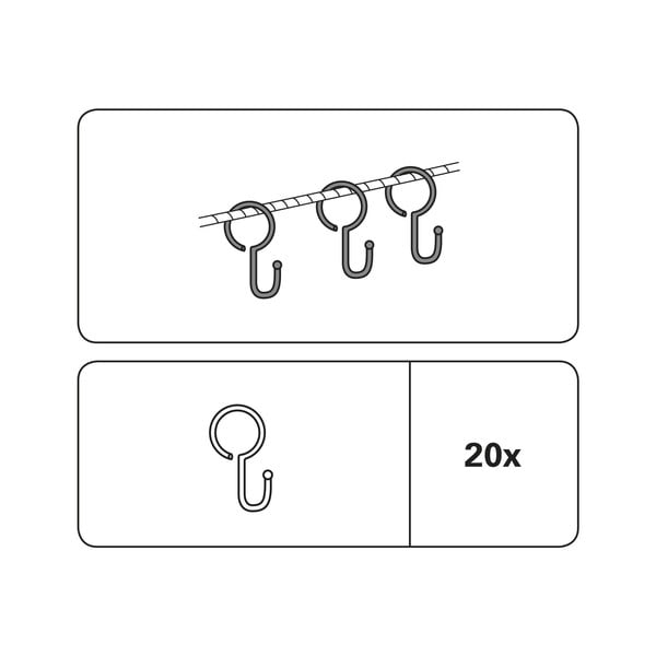 Метални куки за пердета в комплект от 20 броя - Gardinia-image-1