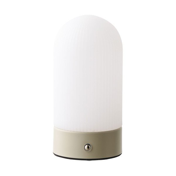 Бяла/кафяво-сива метална настолна лампа с пластмасов абажур (височина 18 cm) Ashford – House Nordic