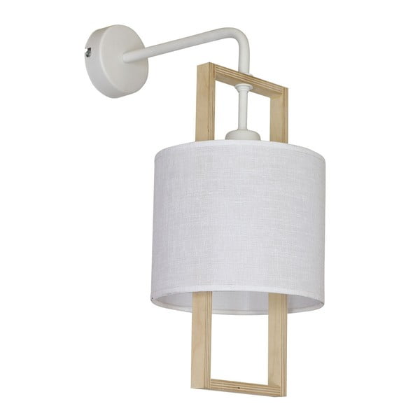 Бяла стенна лампа с дървени детайли Sprite White Uno - Glimte