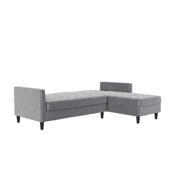 Светлосив кадифен ъглов диван Presley – Støraa-image-2