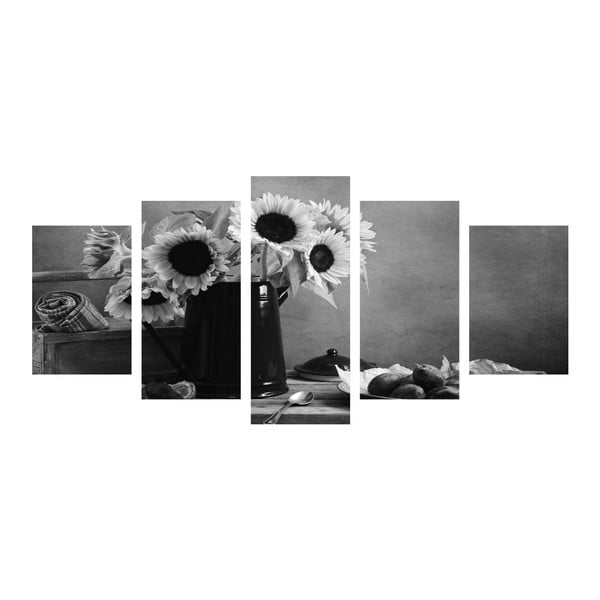 Vícedílný obraz Black&White Flowers