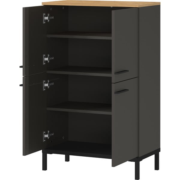 Тъмно сив висок шкаф за баня в дъб 60x97 cm Yonkers - Germania-image-3