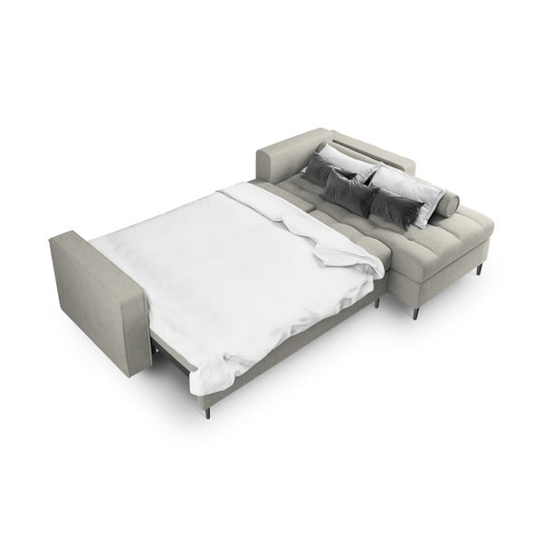 Светлосив ъглов разтегателен диван , десен ъгъл Santo - Milo Casa-image-4