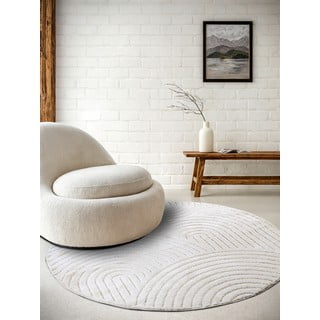 Бял кръгъл килим ø 160 cm Panglao New York White – Elle Decoration