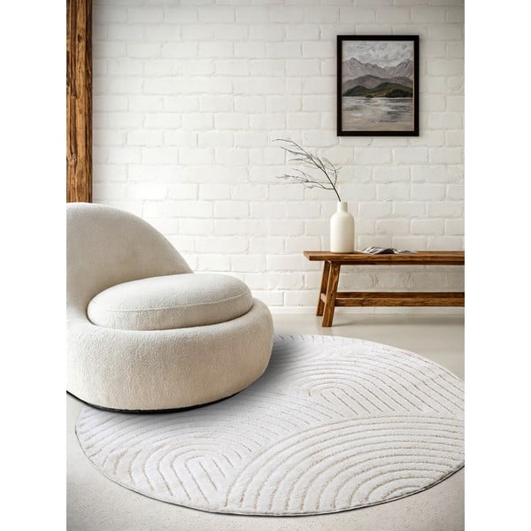 Бял кръгъл килим ø 160 cm Panglao New York White – Elle Decoration-image-1