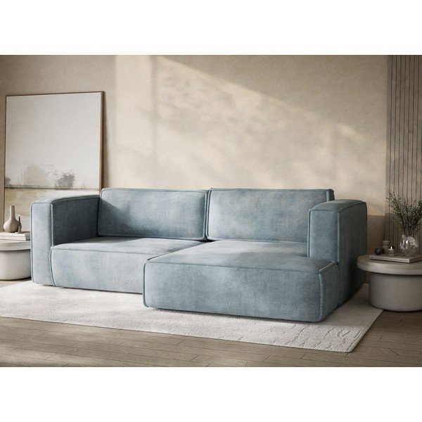 Светлосин шенилов сгъваем/с място за съхранение ъглов диван (десен ъгъл) Velto – Maison de Rêve-image-4