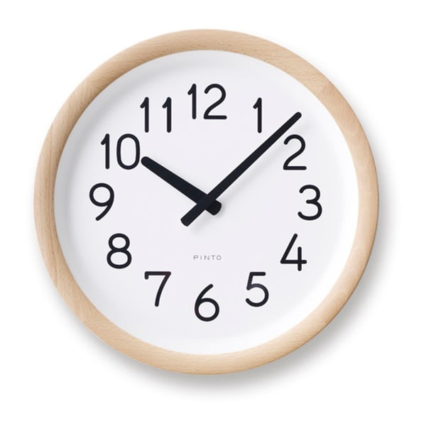Nástěnné hodiny s hnědým rámem Lemnos Clock Day To Day, ⌀ 29,8 cm