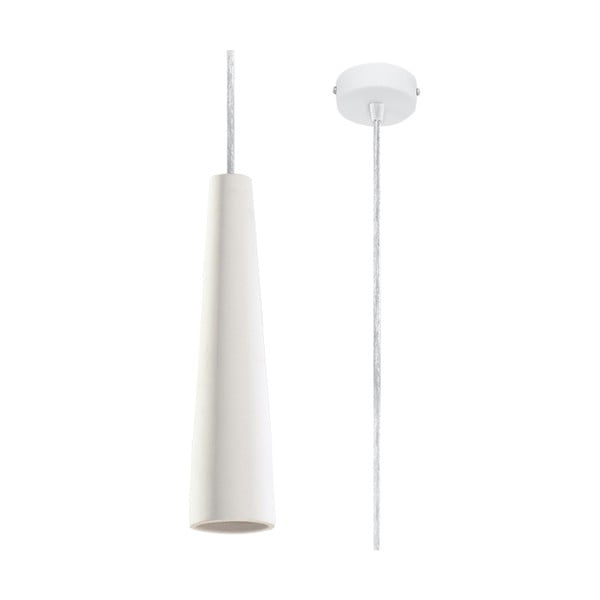 Бяло висящо осветително тяло с керамичен абажур ø 8 cm Alverna – Nice Lamps