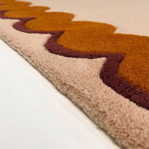 Оранжев/в естествен цвят ръчно изработен вълнен килим 140x200 cm Wiggle Wool – Flair Rugs-image-2
