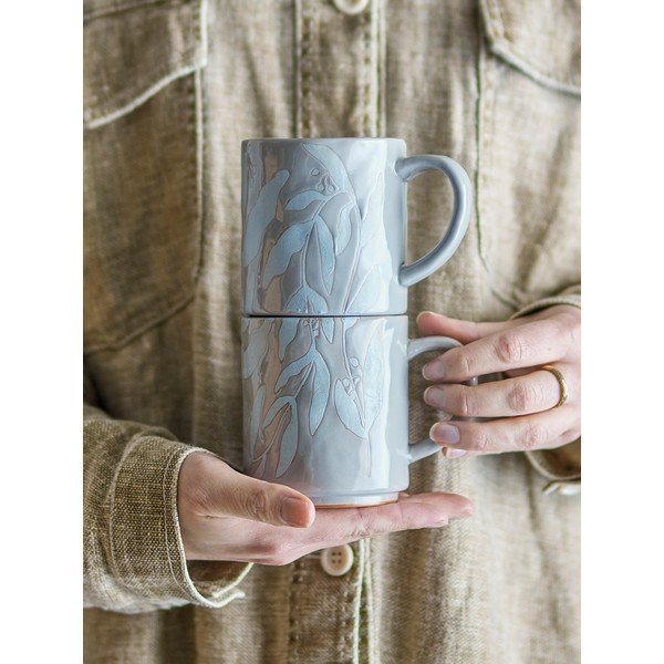 Сиви глинени чаши в комплект от 2 бр. 350 ml Aurora – Bloomingville-image-1