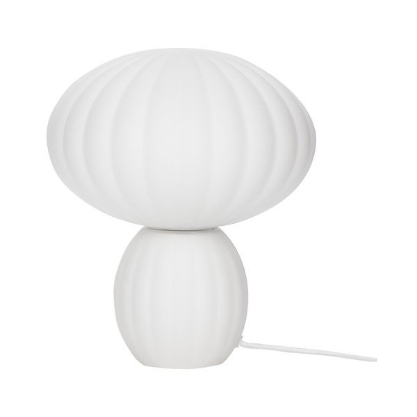 Бяла стъклена настолна лампа (височина 28 cm) Kumu – Hübsch