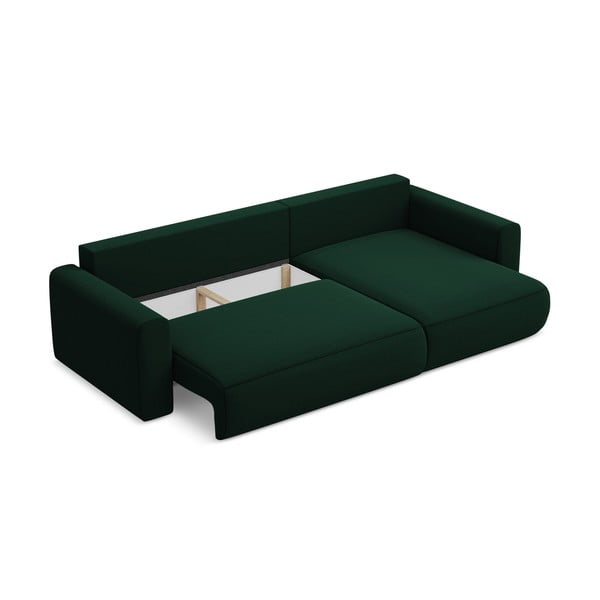 Зелен кадифен разтегателен ъглов диван с място за съхранение (десен ъгъл) Kapua – Makamii-image-4
