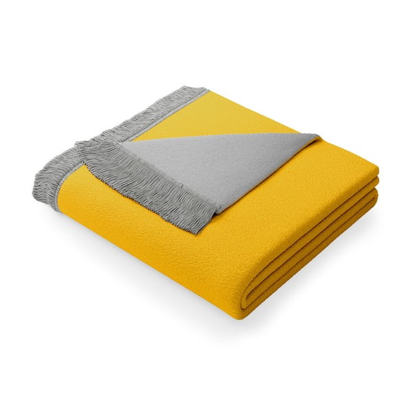 Жълто-сиво одеяло със смес от памук , 150 x 200 cm Franse - AmeliaHome