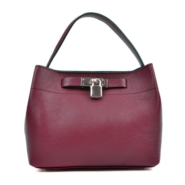 Кожена чанта Lock Vino в цвят бордо - Isabella Rhea