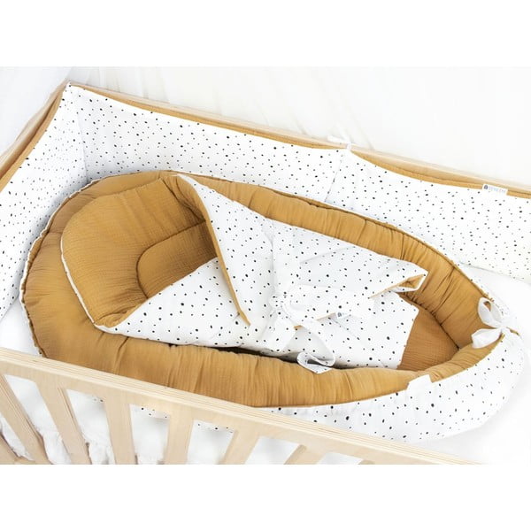 Оранжев и бял памучен комплект за детско легло Dots - Benlemi