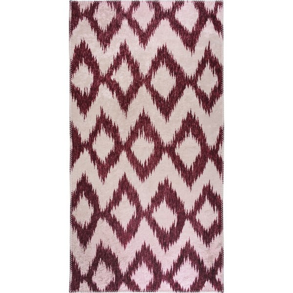 Бордо/бял килим, подходящ се миене 80x200 cm - Vitaus