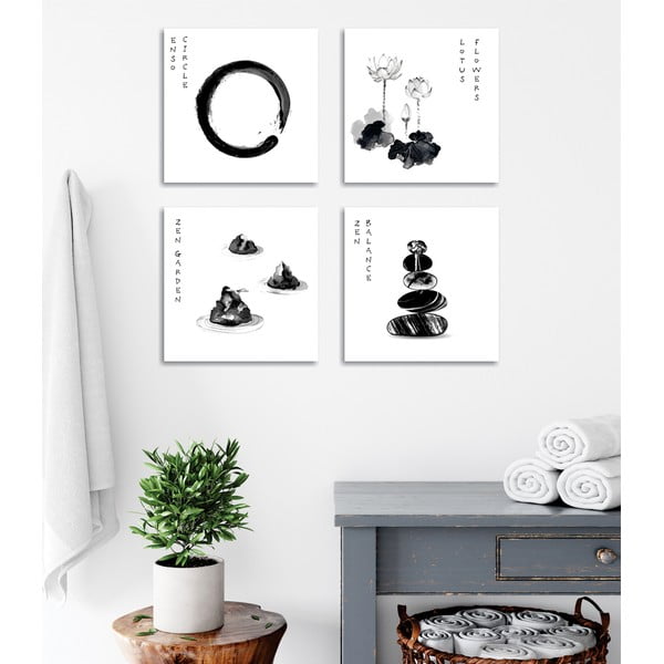 Картини в комплект от 4 бр. 30x30 cm Japanese Zen - Wallity-image-3
