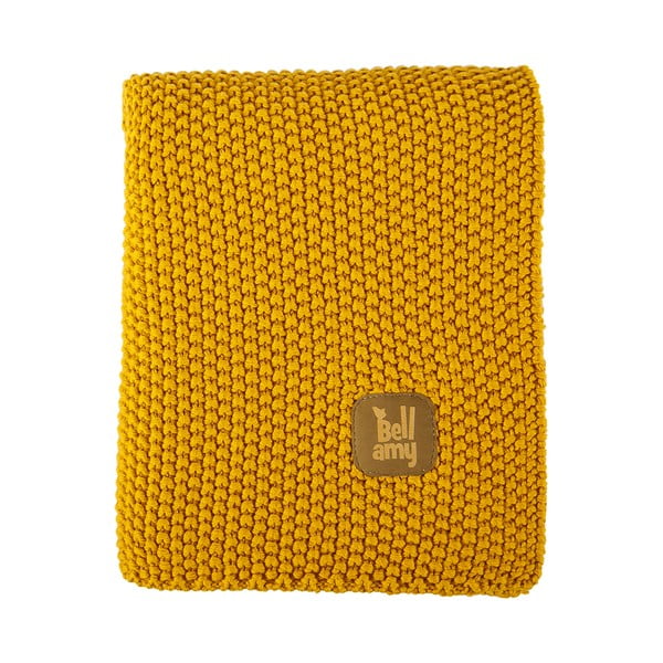 Жълто памучно бебешко одеяло 100x80 cm Honey - BELLAMY