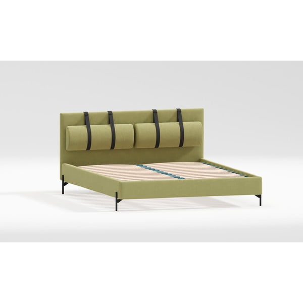 Светлозелено двойно тапицирано легло с включена подматрачна рамка 180x200 cm Tulsa – Ropez