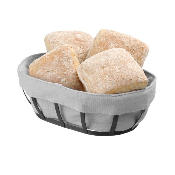Черно-сива кошница за хляб с текстилна подплата , 16 x 25 cm - Hendi