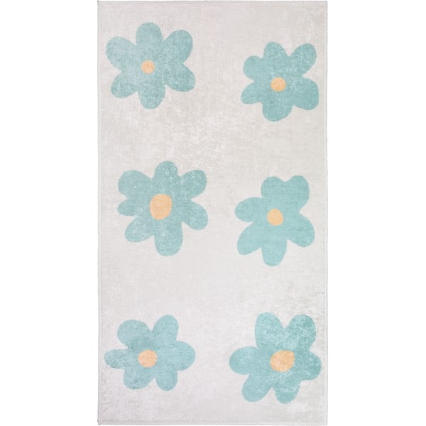 Детски килим подходящ за пране в цвят мента и слонова кост 160x230 cm Cute Flowers Green – Vitaus