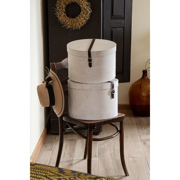 Кремави картонени кутии за съхранение в комплект 2 бр. с капаци ø 37,5x25,5 cm Rut Paper Laminate – Bigso-image-1