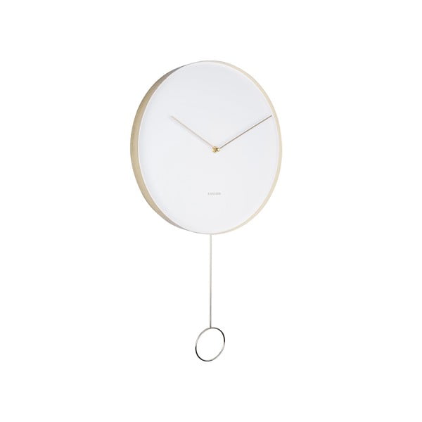 Бял стенен часовник , ø 34 cm Pendulum - Karlsson