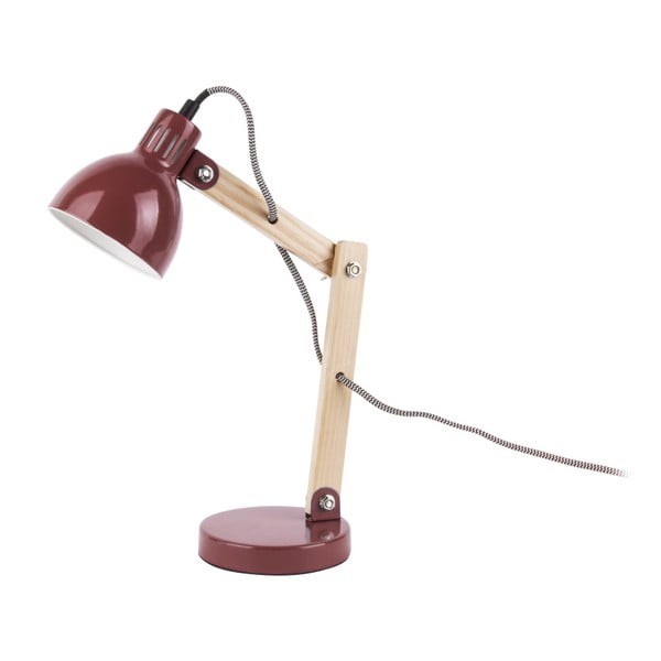 Червена настолна лампа с дървени детайли Ogle - Leitmotiv