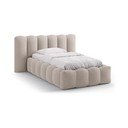 Светлокафяво единично легло 90x200 cm тапицирано с място за съхранение с включена подматрачна рамка Lupine – Micadoni 