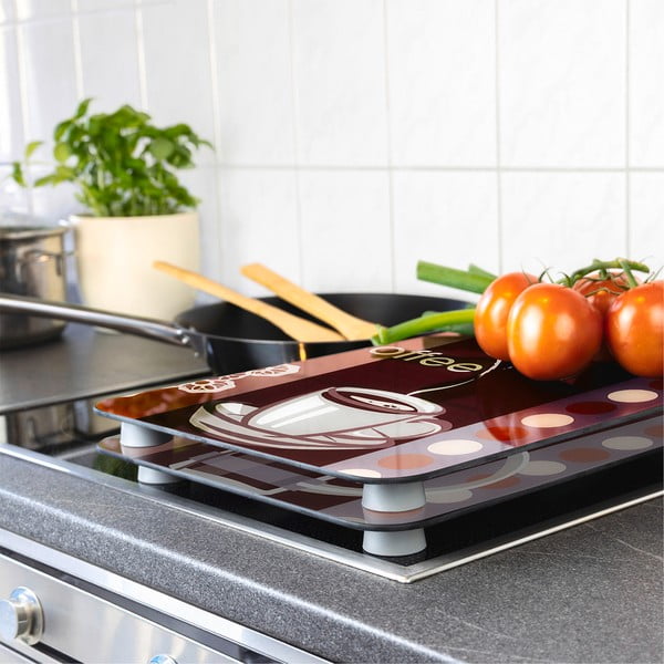 Комплект от 2 стъклени капака за печка Кафе, 52 x 30 cm Coffee Flamour - Maximex-image-1