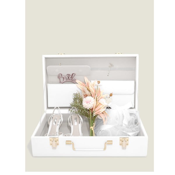 Бяла декоративна кутия за съхранение от изкуствена кожа 50x30x15 cm – Stackers