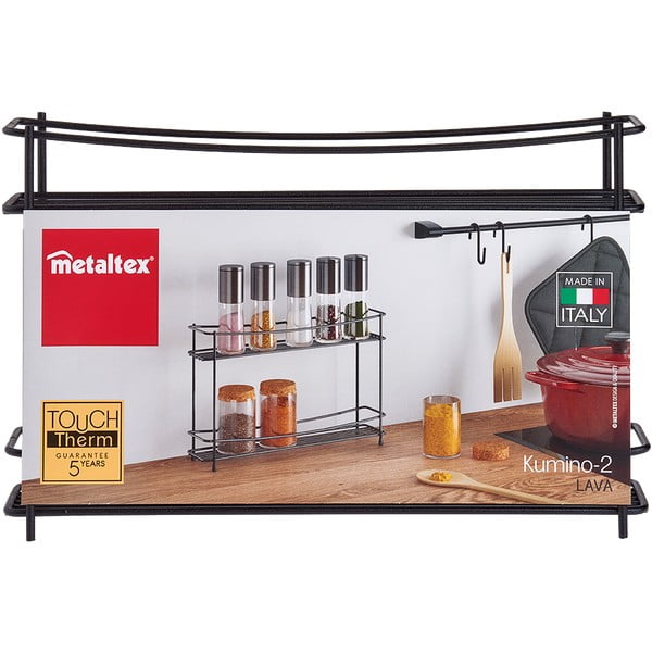 Черен двуетажен стелаж за подправки Pepito Lava - Metaltex-image-2