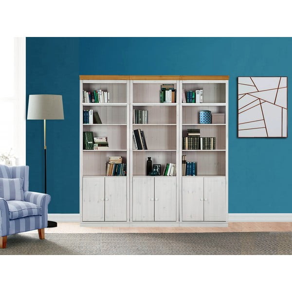 Бяла библиотека от масивен бор 222x223 cm Anita – Støraa-image-1