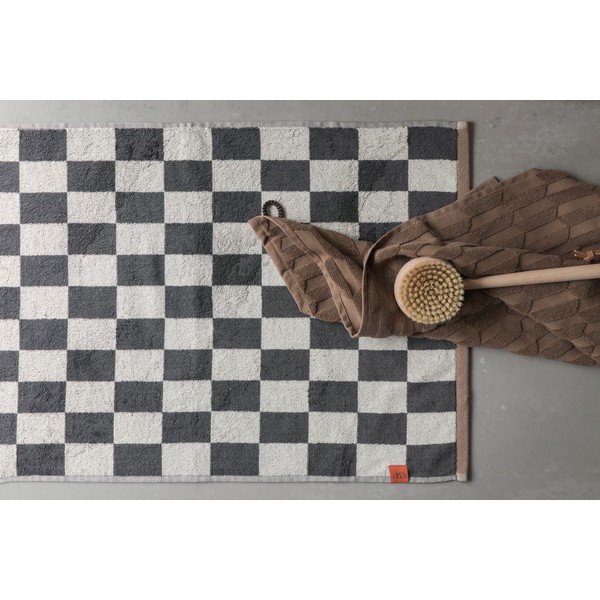 Антрацитен/бежов килим за баня за душ от органичен памук 50x80 cm Retro – Mette Ditmer Denmark-image-2