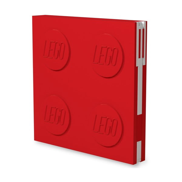 Червена квадратна тетрадка с гел писалка , 15,9 x 15,9 cm - LEGO®