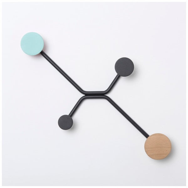 Черна закачалка за стена с детайли в ментово зелено Hook - Gazzda-image-2