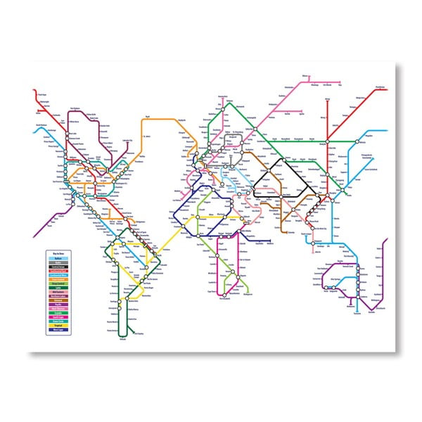 Plakát s mapou světa Americanflat Subway, 60 x 42 cm