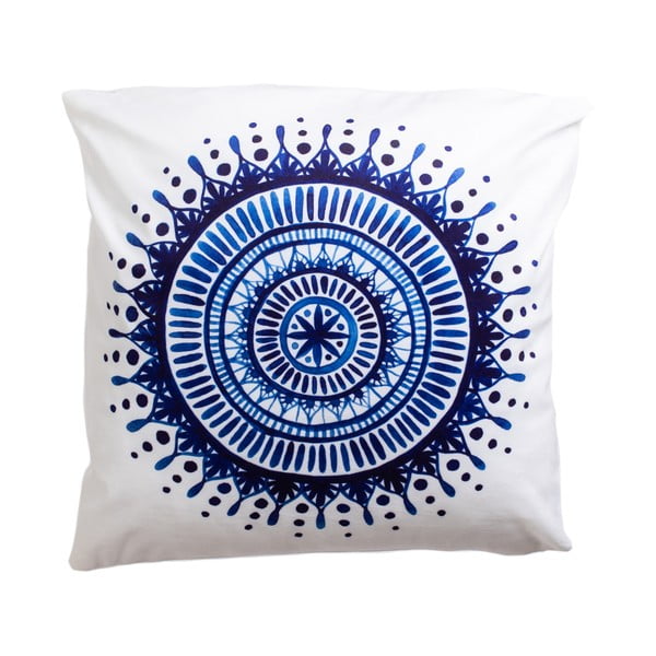 Синьо-бяла декоративна възглавница 45x45 cm Mandala - JAHU collections