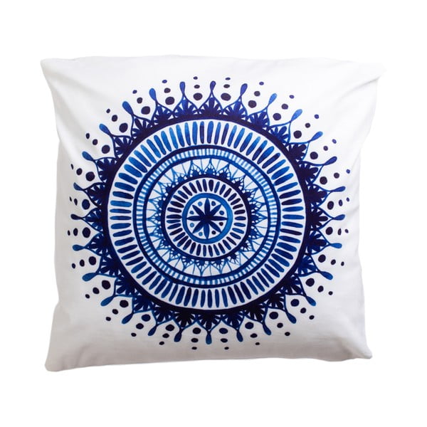 Синьо-бяла декоративна възглавница 45x45 cm Mandala - JAHU collections