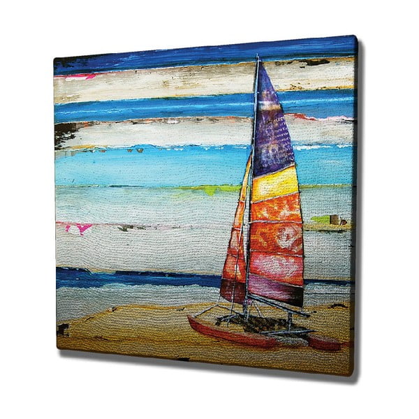 Стенопис върху платно Лодка, 45 x 45 cm - Wallity