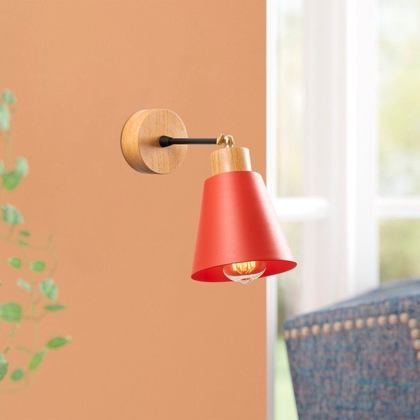 Стенна лампа в червен и естествен цвят ø 14 cm Manavgat – Opviq lights-image-1