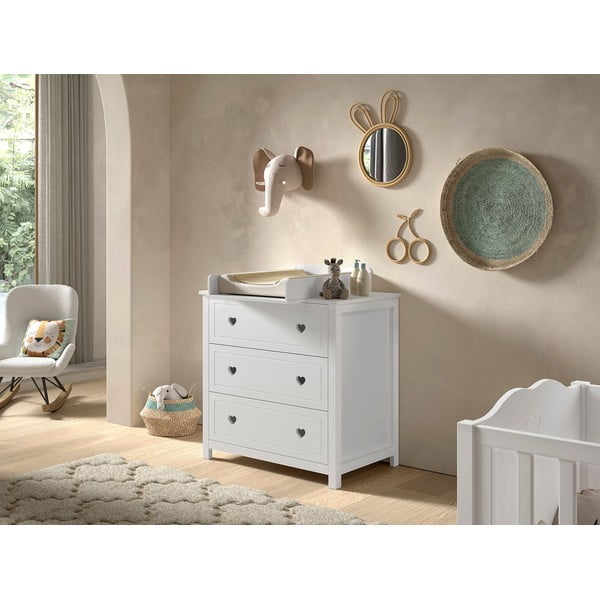 Бял детски скрин с маса за преповиване 90x103x73 cm Amori – Vipack-image-1